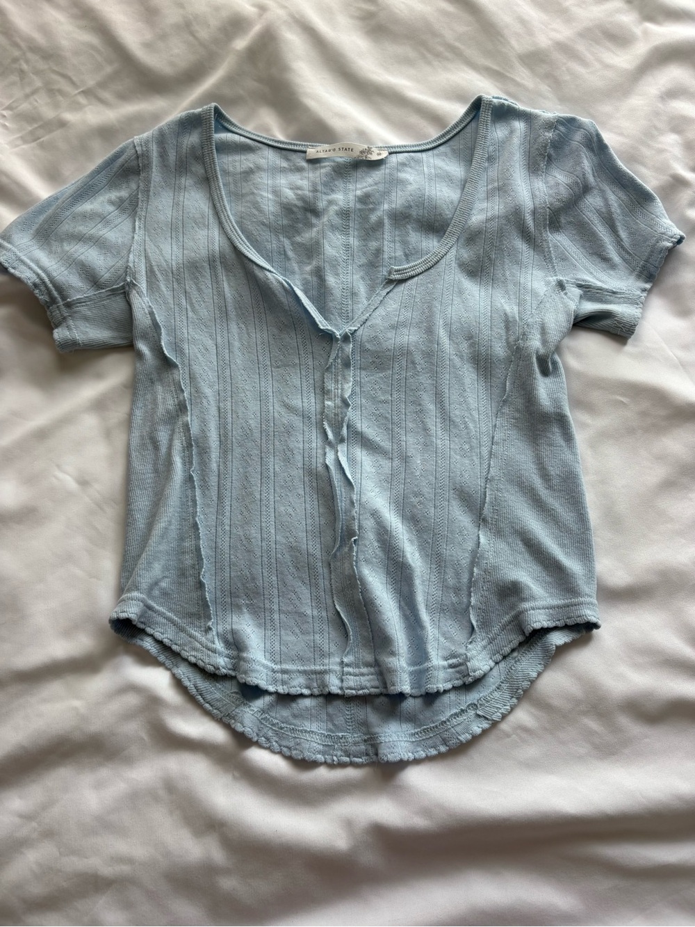 Altar'd State Pale Blue Short Sleeve Knit Top